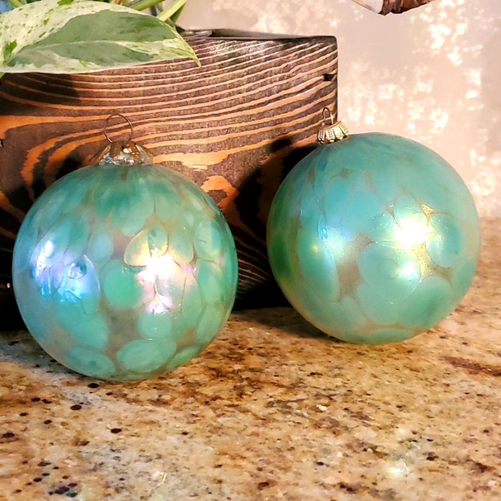 Vintage West Germany opalescent green glass Christmas ornament